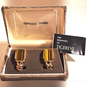 SWANK, Grand Prix | Vintage, Tiger Eye Cuff Links